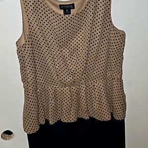 Enfocus studio beige and blue polka dot dress